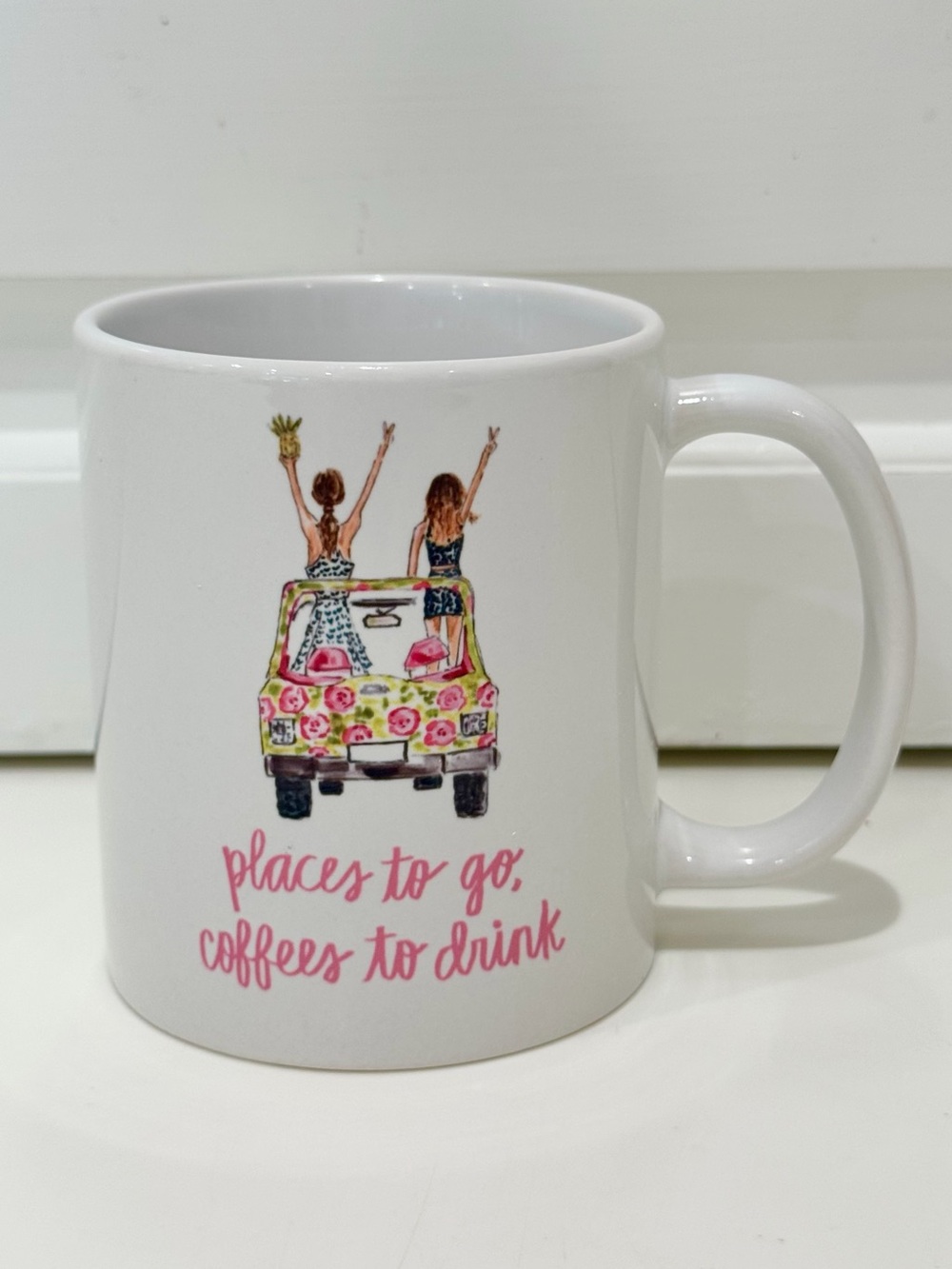 NWT Evelyn Henson Jeep Girls Places To Go Coffees To Drink Mug